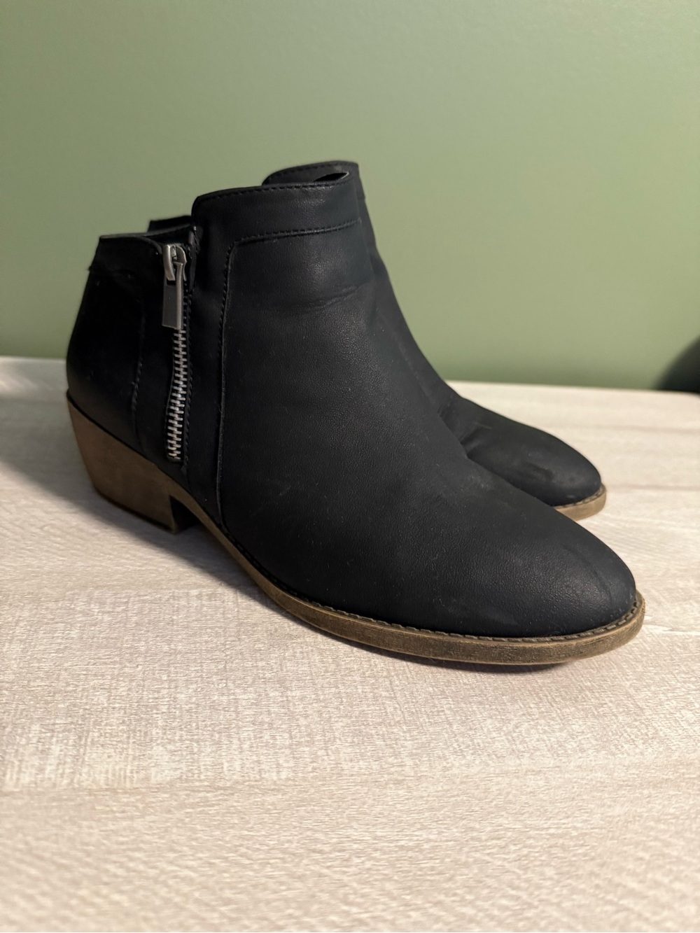 Black Faux Leather Ankle Boots